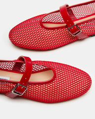 DREAMING Red Mesh Women's Mary Jane Flats