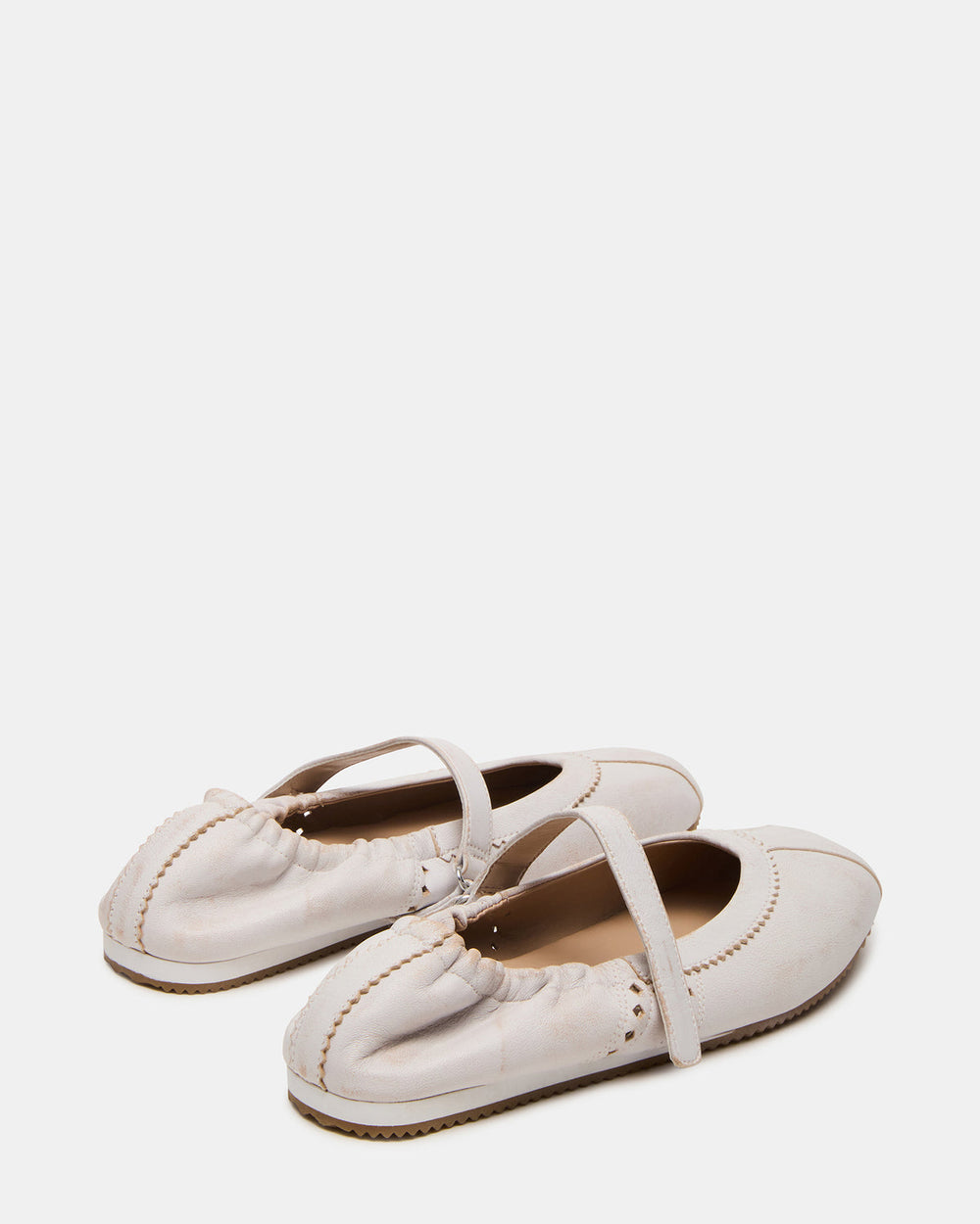 ANAYA White Distressed Mary Jane Ballet Women's Flat