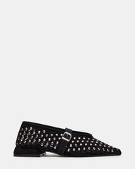NICO Black Suede Women's Pointed-Toe Mary Jane Flat