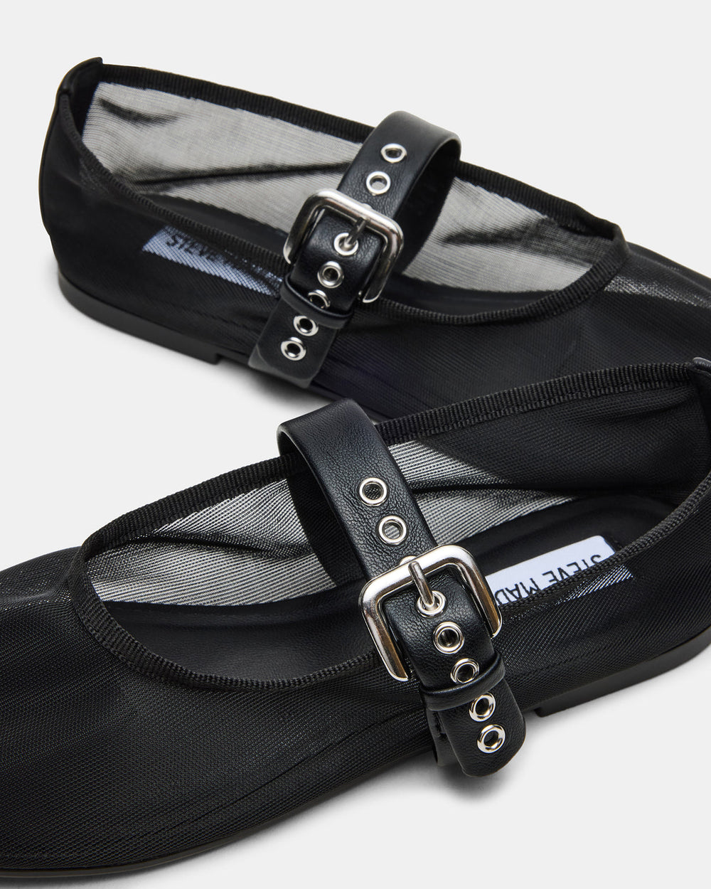 MITSY Black/Black Mary Jane Mesh Ballet Women's Flat