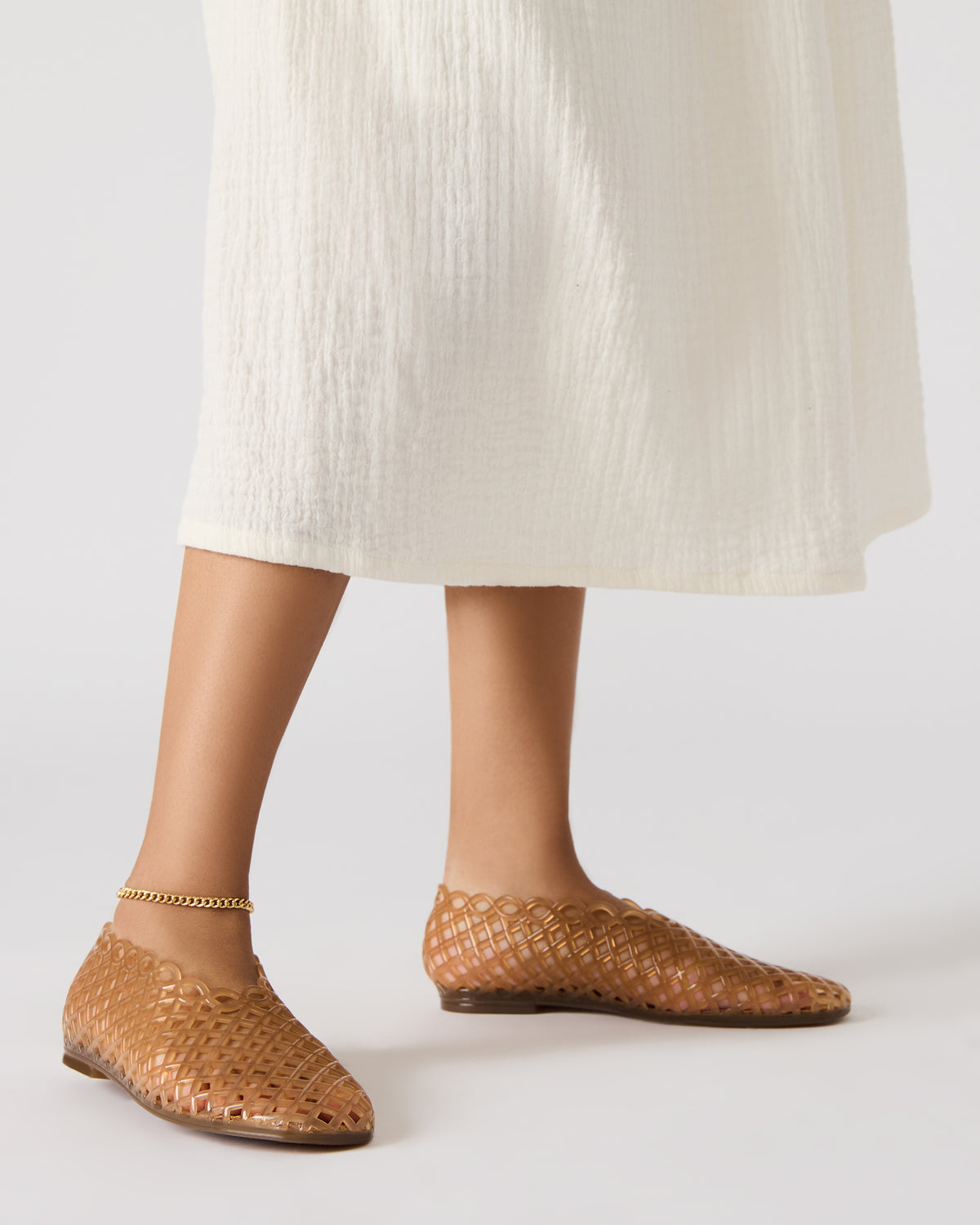 GROVE Tan Square-Toe Jelly Women's Flat