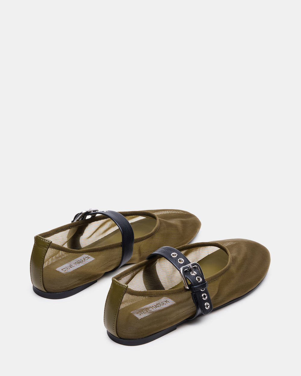 MITSY Olive/Black Mary Jane Mesh Ballet Women's Flat