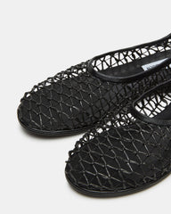 AMBROSIA Black Women's Net Caged Ballet Flat