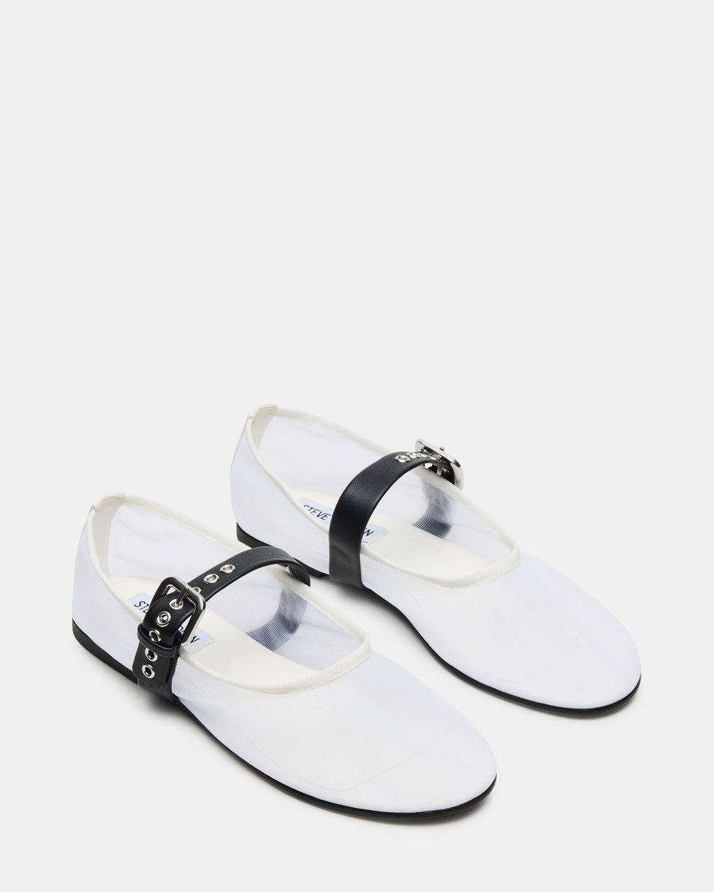 MITSY White/Black Mary Jane Mesh Ballet Women's Flat