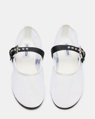 MITSY White/Black Mary Jane Mesh Ballet Women's Flat