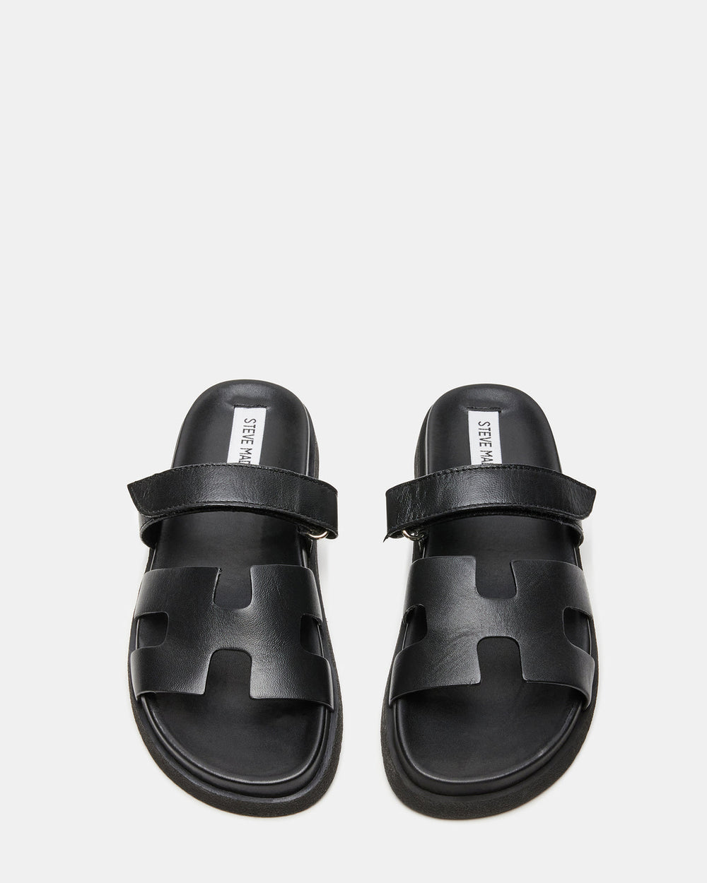 MAYVEN Black Leather Flatform Slide Women's Sandal