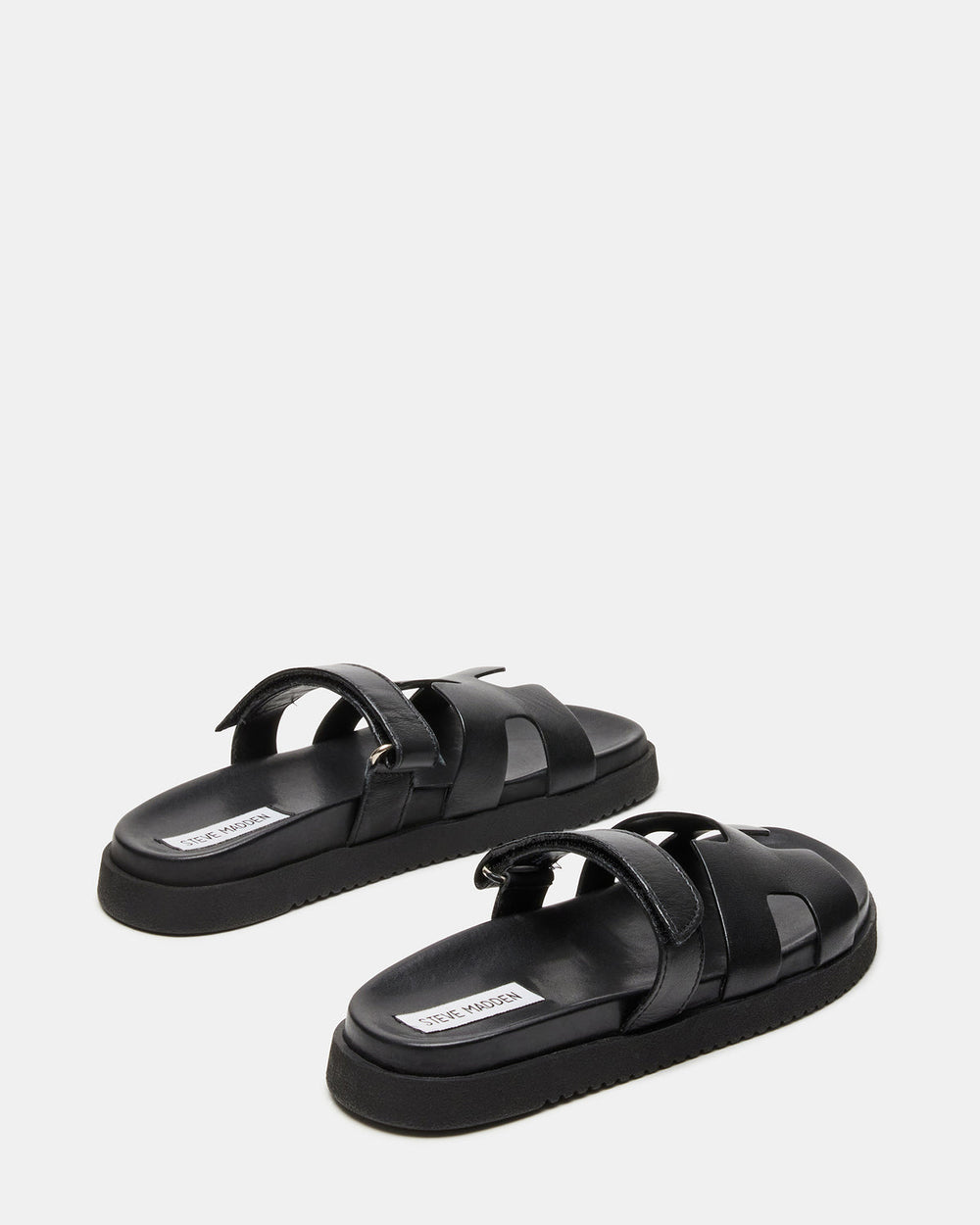 MAYVEN Black Leather Flatform Slide Women's Sandal