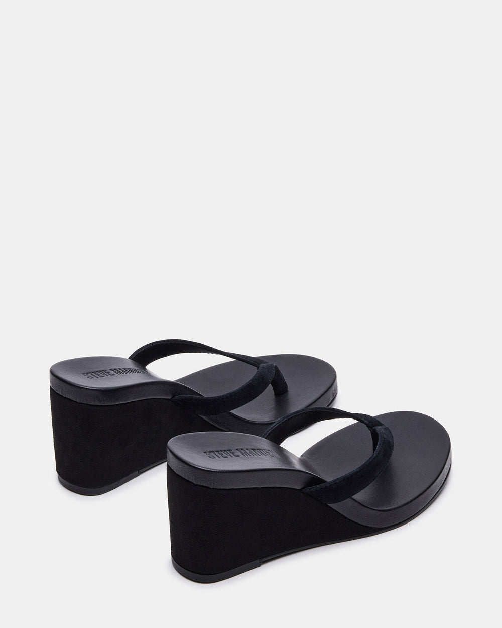 PLAYING Black Suede Thong Wedge Women's Sandal