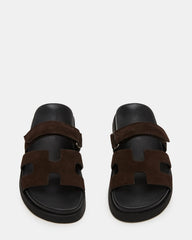 MAYVEN Chocolate Brown Suede Flatform Slide Women's Sandal