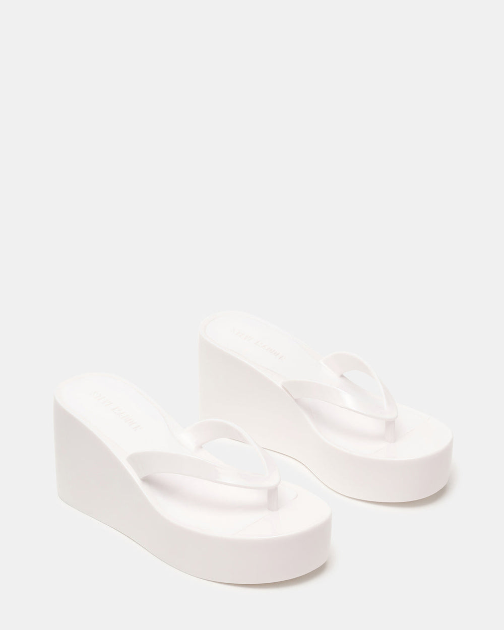 JELLA White Thong Wedge Women's Platform Sandal