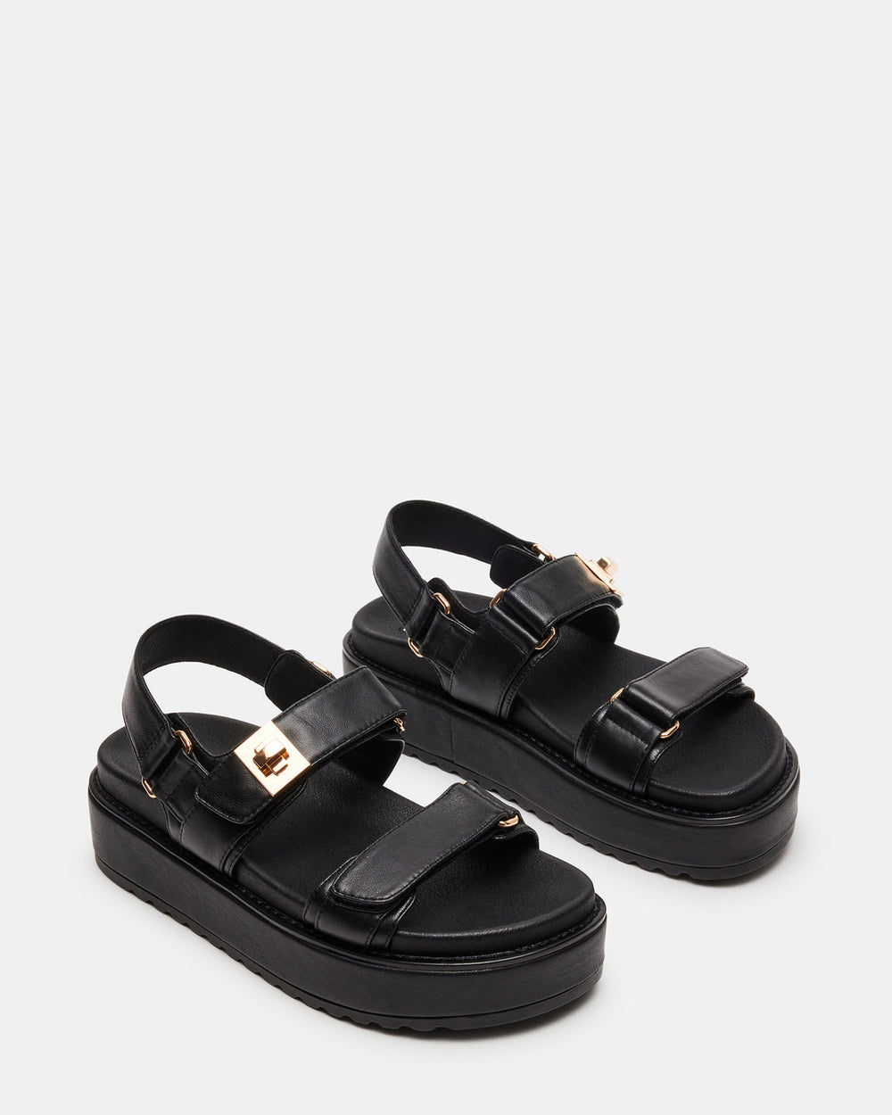 BIGMONA Black Leather Women's Platform Sandal