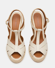 THELMA Bone Leather Espadrille Wedge Ankle Strap Women's Sandal