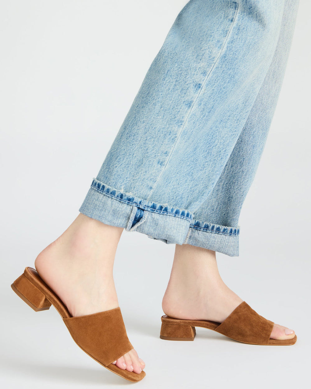 MONTGOMERY Chestnut Suede Square-Toe Slide Mule Women's Sandal
