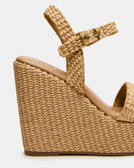 PALM Natural Raffia Platform Wedge Women's Sandal