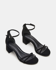 RAE Black Nubuck Strappy Block Heel Women's Sandal