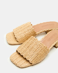 MONTGOMERY Raffia Square-Toe Slide Mule Women's Sandal