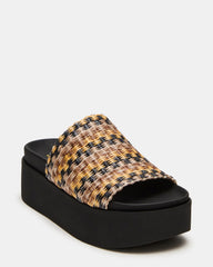 ARWEN Multi Raffia Platform Footbed Slide Chunky Women's Sandal