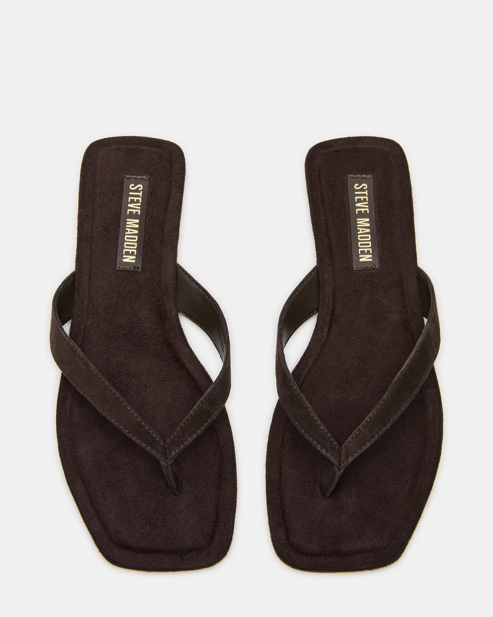 TRELLA Brown Suede Square-Toe Thong Women's Sandal