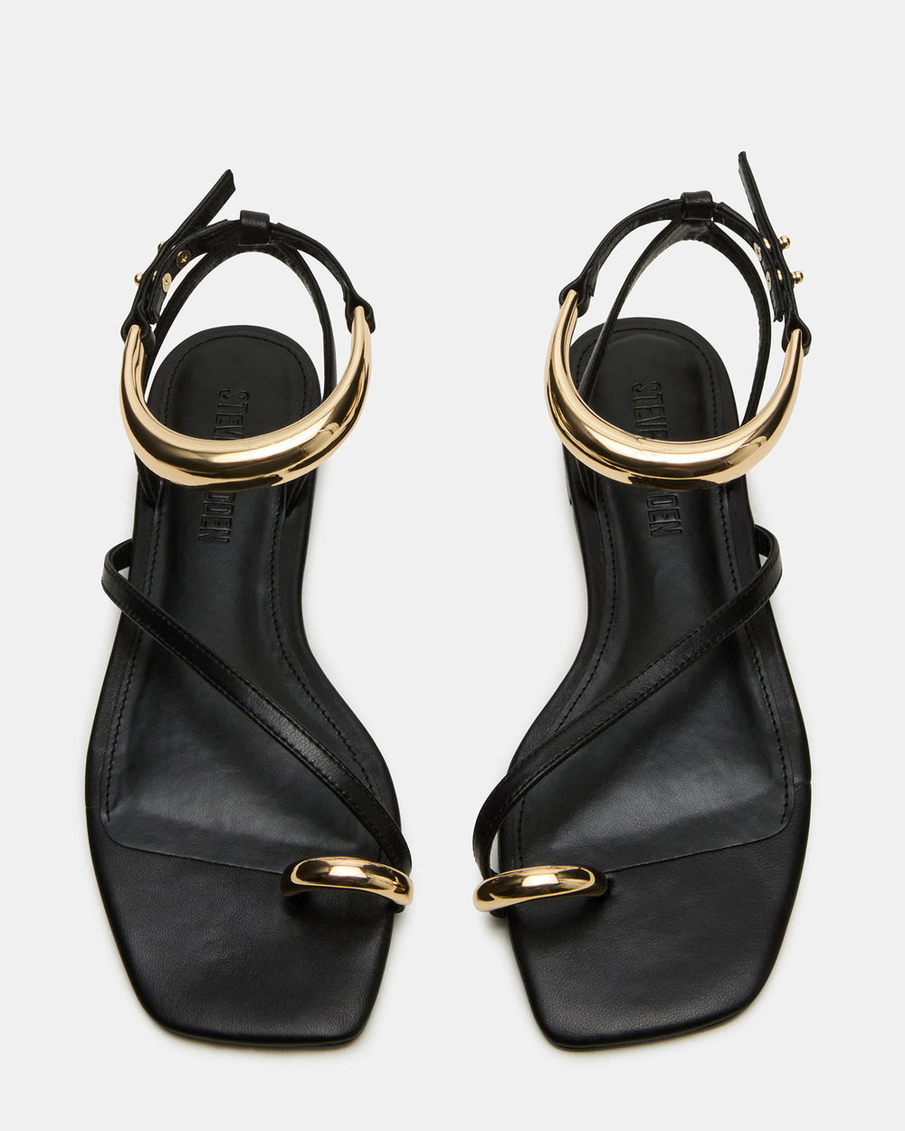 ODYSSEY Black Leather Strappy Square-Toe Women Sandal