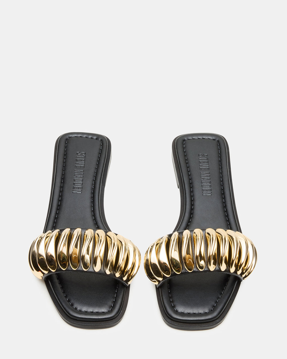 TETRIS Black Square-Toe Slide Women's Sandal