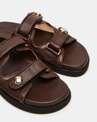 ATHENS Brown Mesh Slide Footbed Flatform Women's Sandal