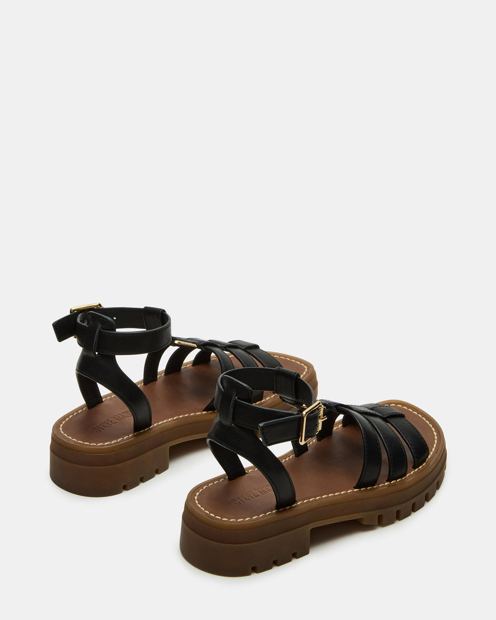 JARELLI Black Leather Strappy Platform Women's Sandal