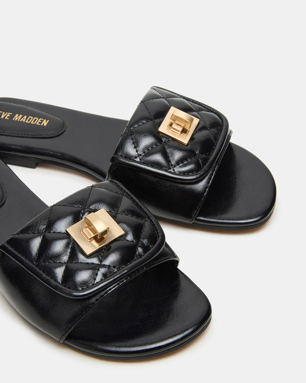 MORELAND Black Quilted Slide Women's Sandal