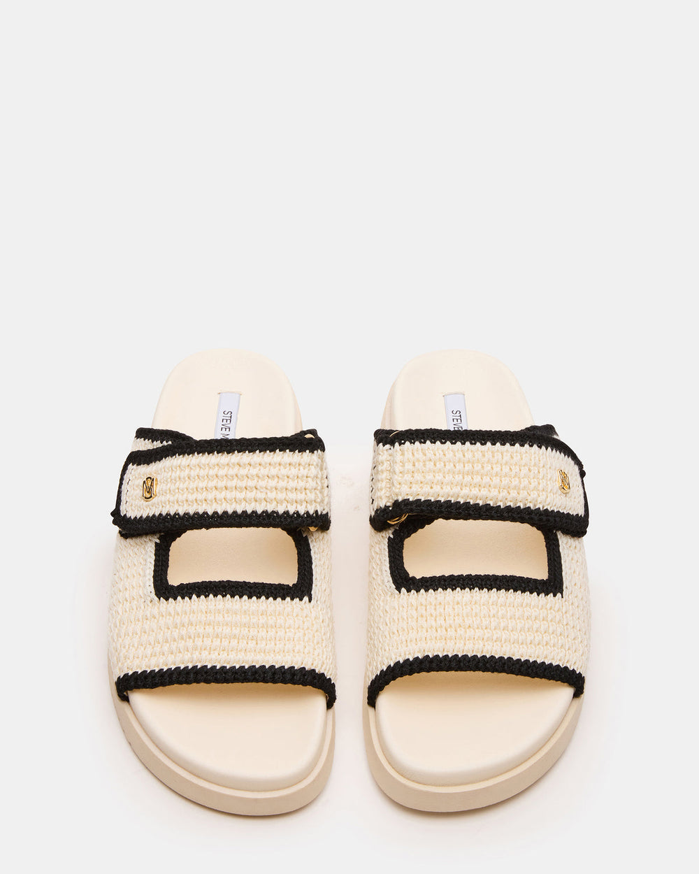 MAYSIE Cream Multi Woven Flatform Footbed Slide Women's Sandal