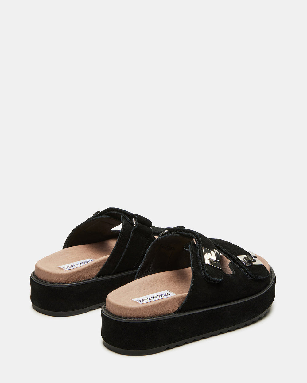 BIGSCHMONA Black/Black Suede Women's Platform Slide Sandal