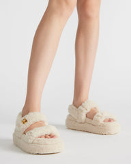 BIGMONA Fur Natural Women's Platform Sandal