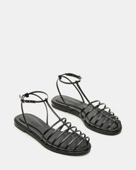 MARIN Black Flat Strappy Fisherman Women's Sandal