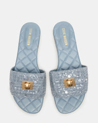MORELAND Sequin Blue Quilted Slide Women's Sandal