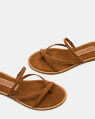 ELLERY Chestnut Suede Strappy Thong Slide Women's Sandal