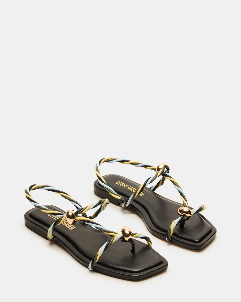 LOCO Black Multi Women's Strappy Square Toe Sandal