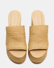 CASSI Natural Platform Raffia Wedge Women's Sandal