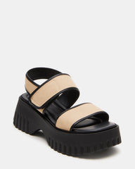 GROVER Black/Tan Women's Square-Toe Platform Sandal