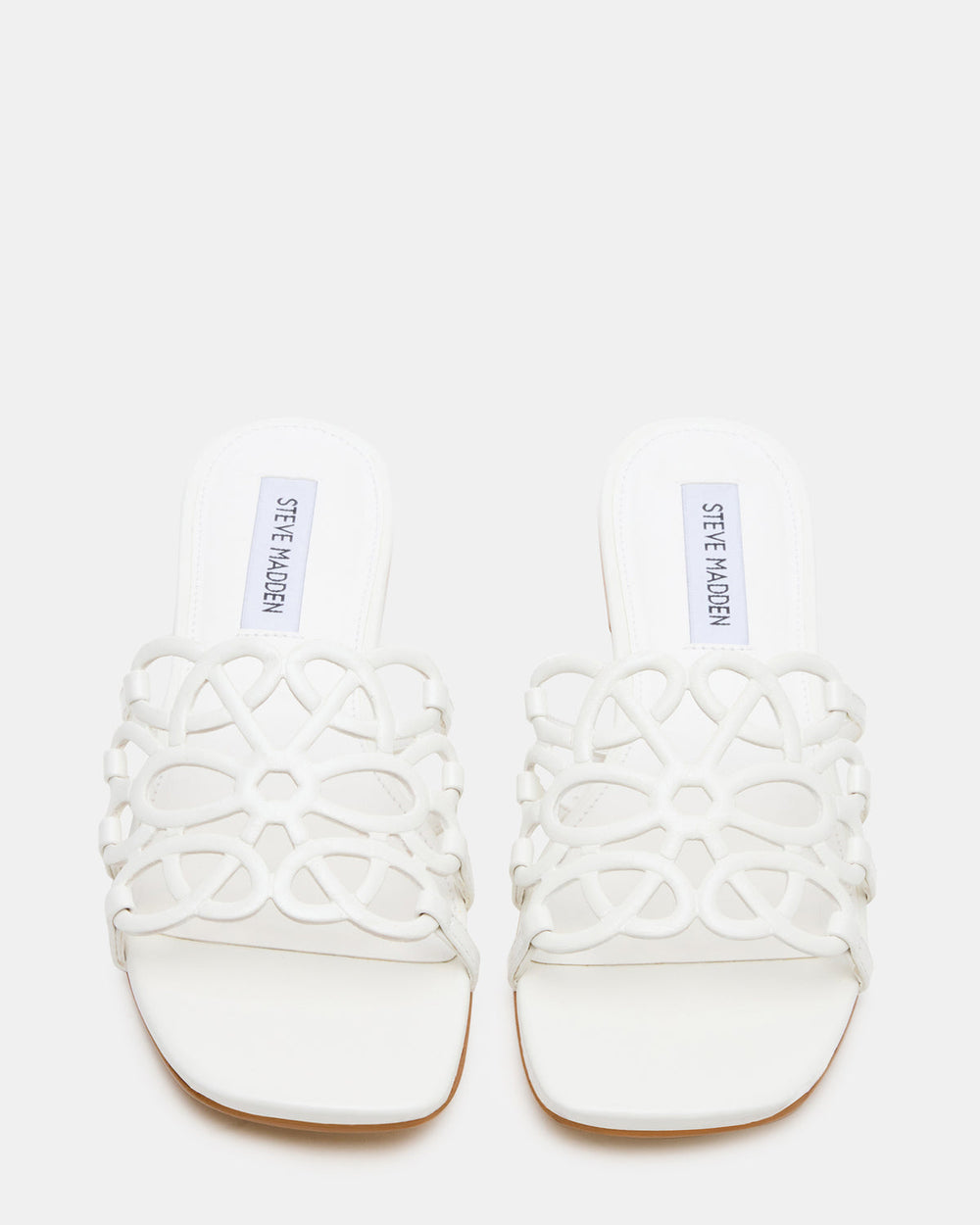 LOTUS White Leather Square-Toe Slide Women's Sandal