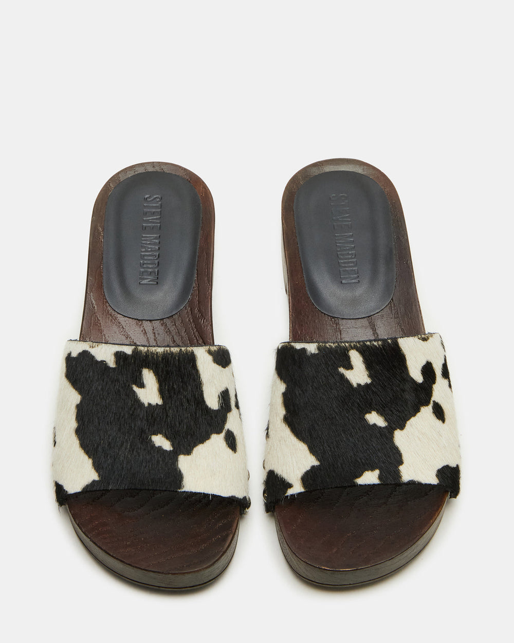 CENTO Black Cow Print Studded Slide Women's Sandal