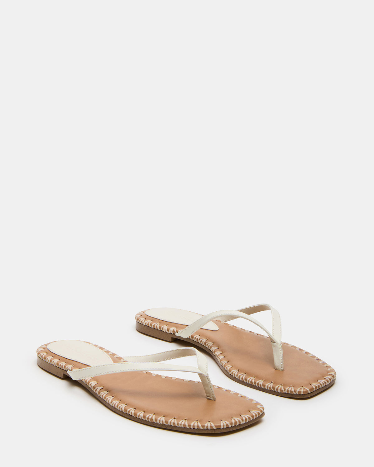 MARELLA Bone Leather Women's Thong Square-Toe Sandal