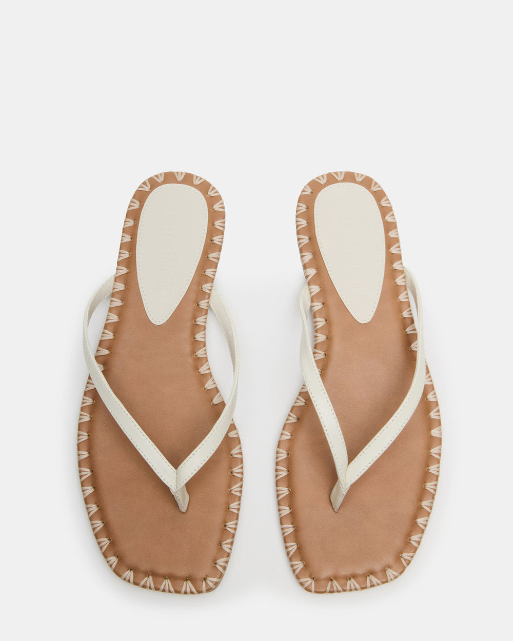 MARELLA Bone Leather Women's Thong Square-Toe Sandal