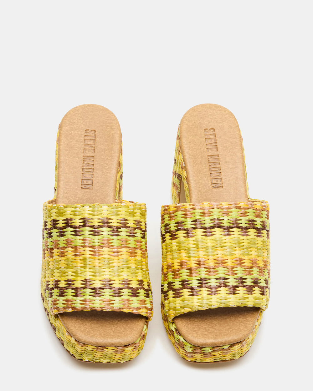 KOLA Raffia Multi Platform Square-Toe Block Heel Mule Women's Sandal