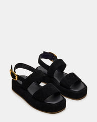 BARONI Black Suede Square-Toe Platform Women's Sandals