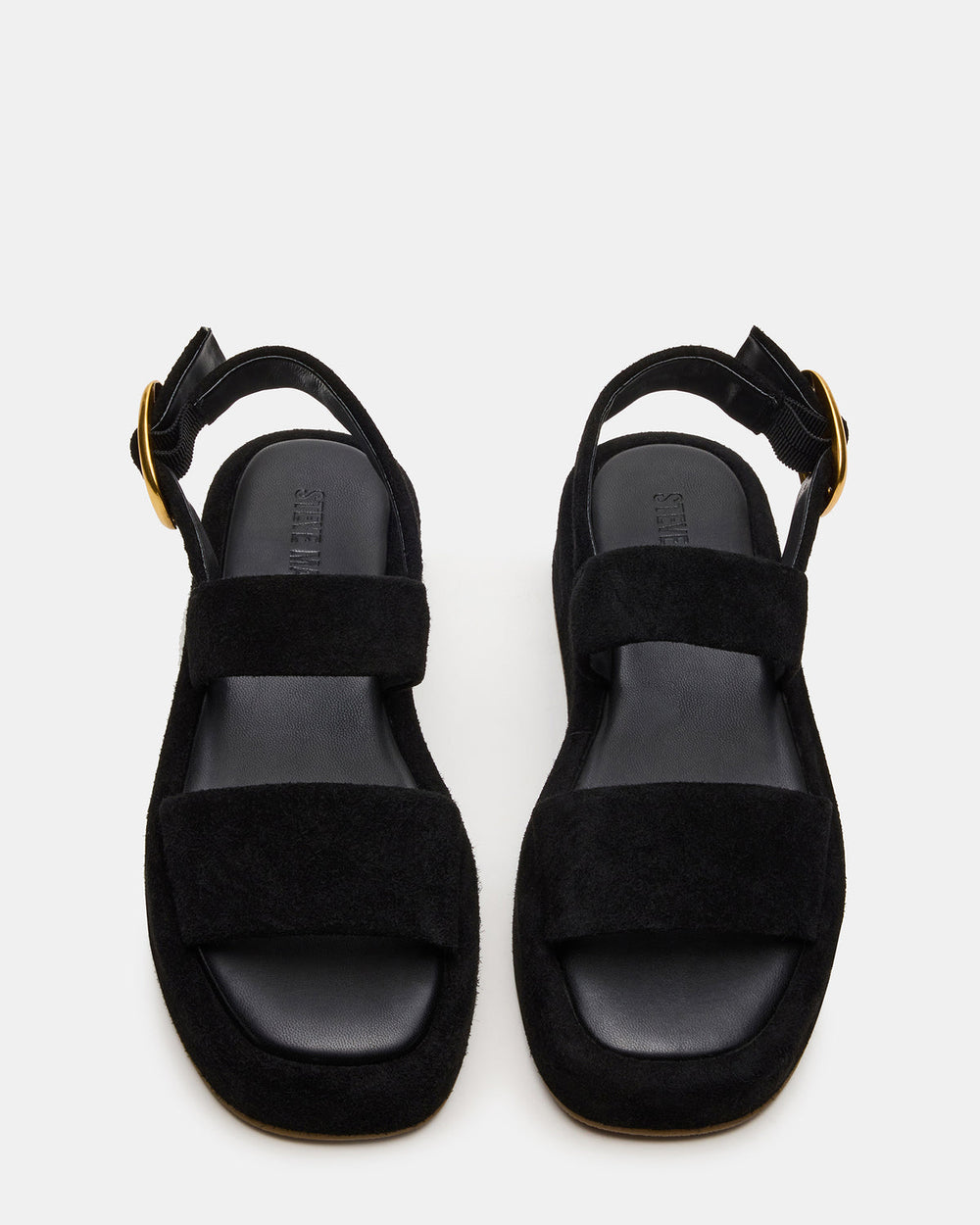 BARONI Black Suede Square-Toe Platform Women's Sandals