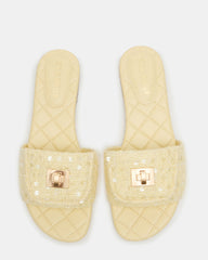 MORELAND Sequin Yellow Quilted Slide Women's Sandal