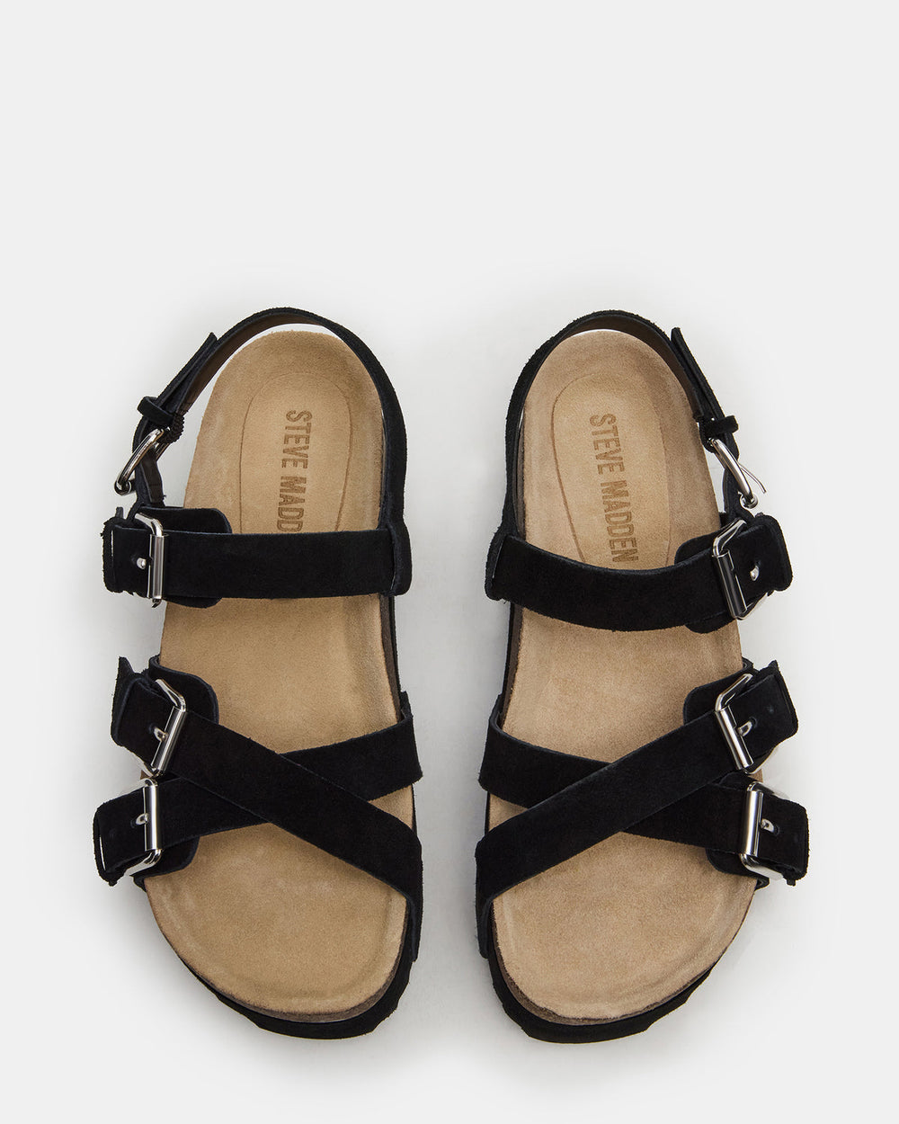 KIWI Black Suede Women's Strappy Platform Sandal