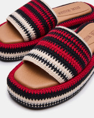 BEACHY Woven Red Multi Platform Slide Women's Sandal