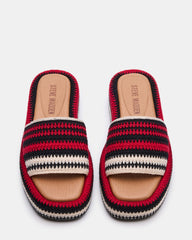 BEACHY Woven Red Multi Platform Slide Women's Sandal