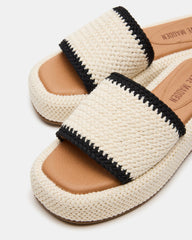 BEACHY Woven Cream Multi Platform Slide Women's Sandal