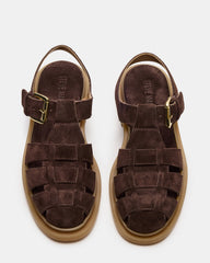 TOPE Chocolate Brown Suede Strappy Fisherman Women's Sandal