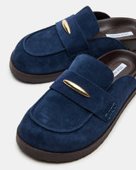 TOBIN Navy Suede Slip-On Mule Women's Flat
